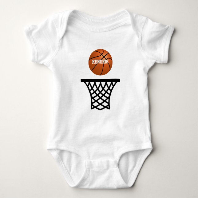 Personalized basketball baby bodysuit (Front)