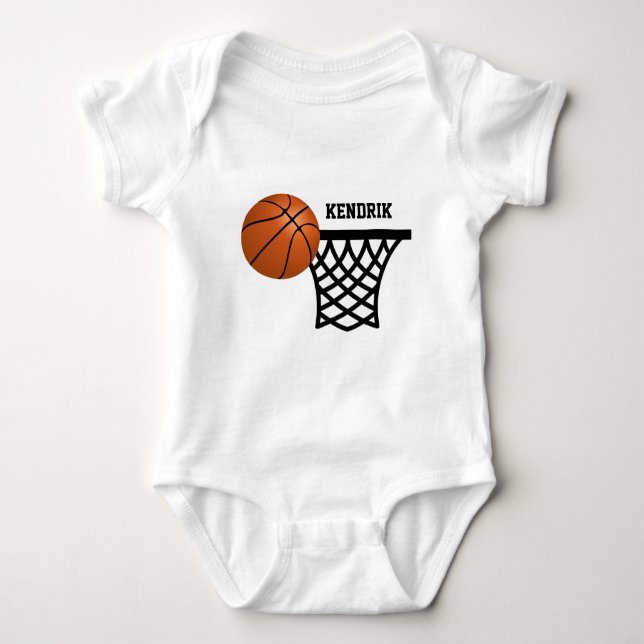 Personalized basketball baby bodysuit (Front)