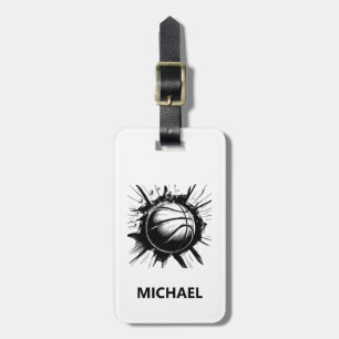 Personalized Basketball Ball Breaking the Wall     Luggage Tag