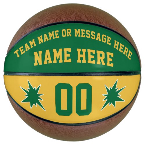 Personalized Basketball Ball Green and Gold