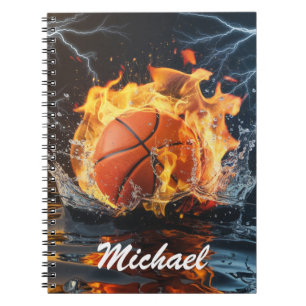  Personalized Basketball Ball on Fire and Water    Notebook