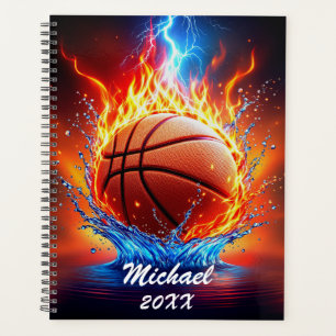 Personalized Basketball Ball on Fire and Water Planner