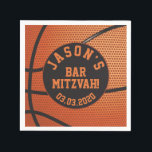 Personalized Basketball Bar Mitzvah Napkins<br><div class="desc">Personalized orange and black basketball Bar Mitzvah paper napkins. Personalized with your son's name and Bar Mitzvah date.</div>