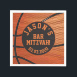 Personalized Basketball Bar Mitzvah Napkins<br><div class="desc">Personalized orange and black basketball Bar Mitzvah paper napkins. Personalized with your son's name and Bar Mitzvah date.</div>