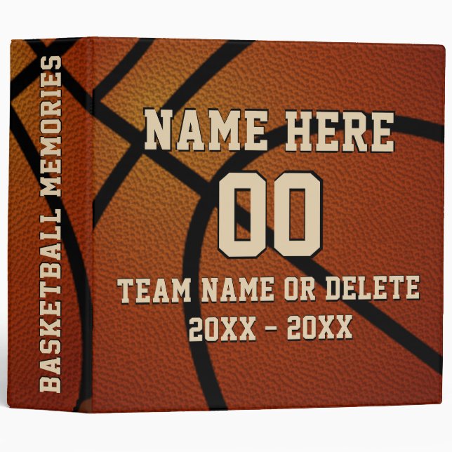 Personalized Basketball Binder, Memories or Card 3 Ring Binder (Front/Spine)