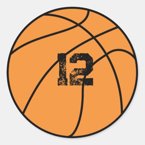 Personalized Basketball Birthday Age Classic Round Sticker