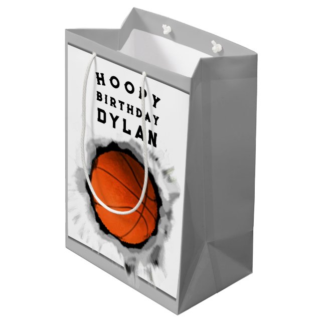 Personalized Basketball Birthday Medium Gift Bag (Back Angled)