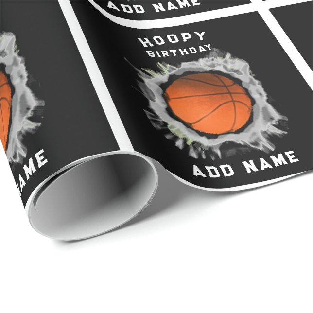 Personalized Basketball Birthday Wrapping Paper (Roll Corner)
