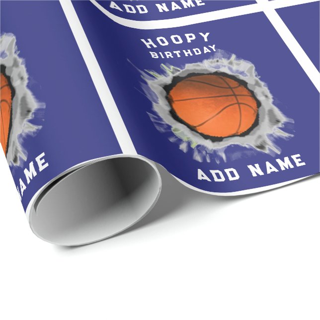 Personalized Basketball Birthday Wrapping Paper (Roll Corner)