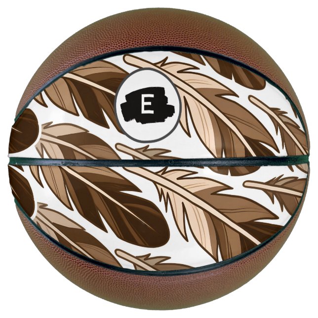 Personalized Basketball – Boho Monogram Brown (Front)