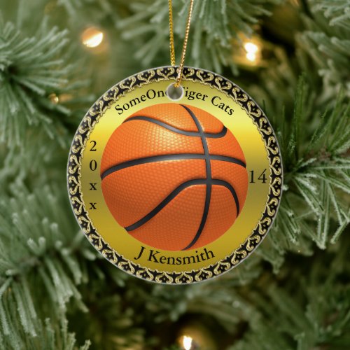 Personalized Basketball Champions League design Ceramic Ornament