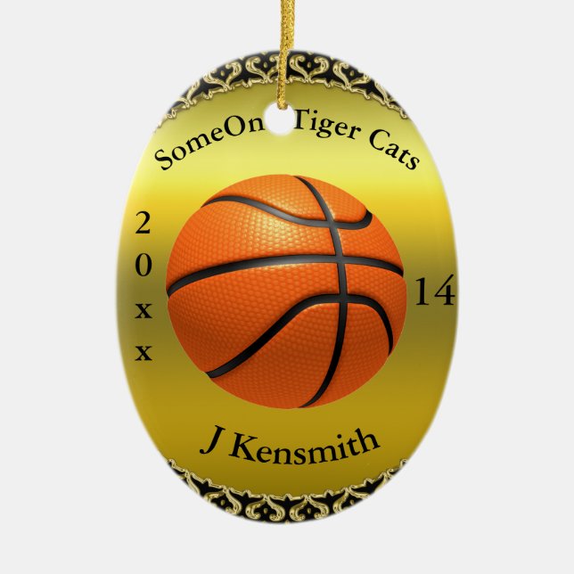 Personalized Basketball Champions League design Ceramic Ornament (Front)