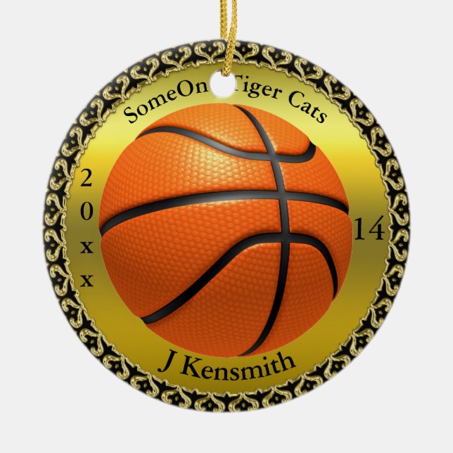 Personalized Basketball Champions League design Ceramic Ornament (Front)