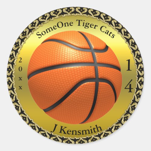 Personalized Basketball Champions League design Classic Round Sticker