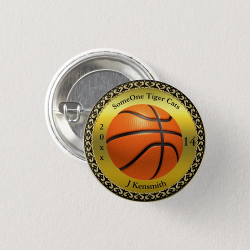 Personalized Basketball Champions League design Pinback Button