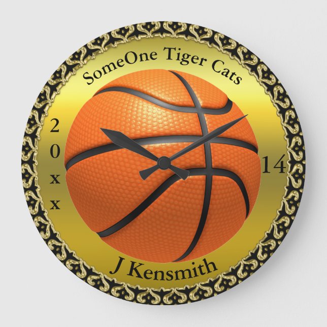 Personalized Basketball Champions League  Large Clock (Front)