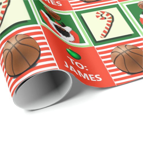 Personalized Basketball Christmas Gift Wrapping Paper