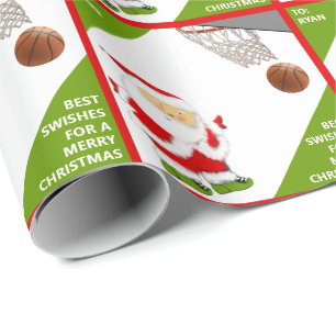Personalized Basketball Christmas Holiday Gift Wrapping Paper