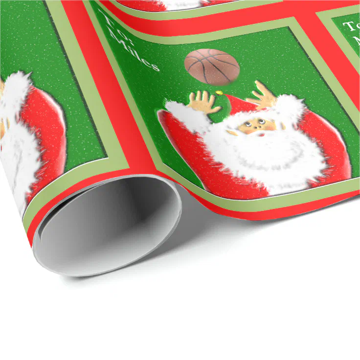personalized basketball Christmas Wrapping Paper Zazzle