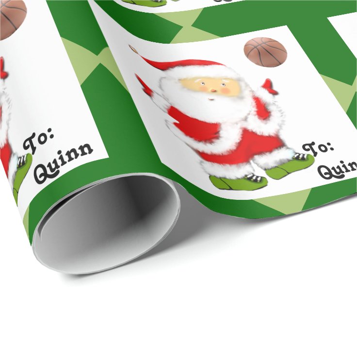 personalized basketball Christmas Wrapping Paper Zazzle