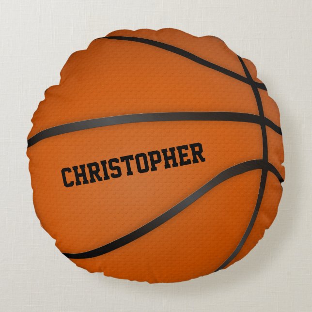 Personalized Basketball Circle Round Pillow (Front)