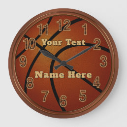 Personalized Basketball Clocks, Your Name and Text Large Clock