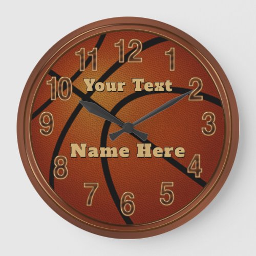 Personalized Basketball Clocks Your Name and Text Large Clock