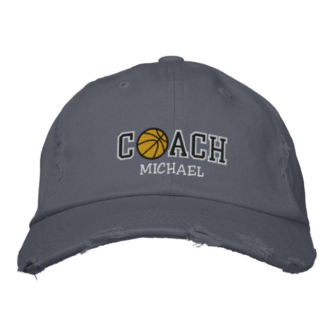 Personalized Basketball Coach Embroidered Baseball Cap (Front)