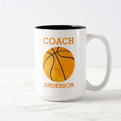 Personalized Basketball Coach Orange Retro Two_Tone Coffee Mug