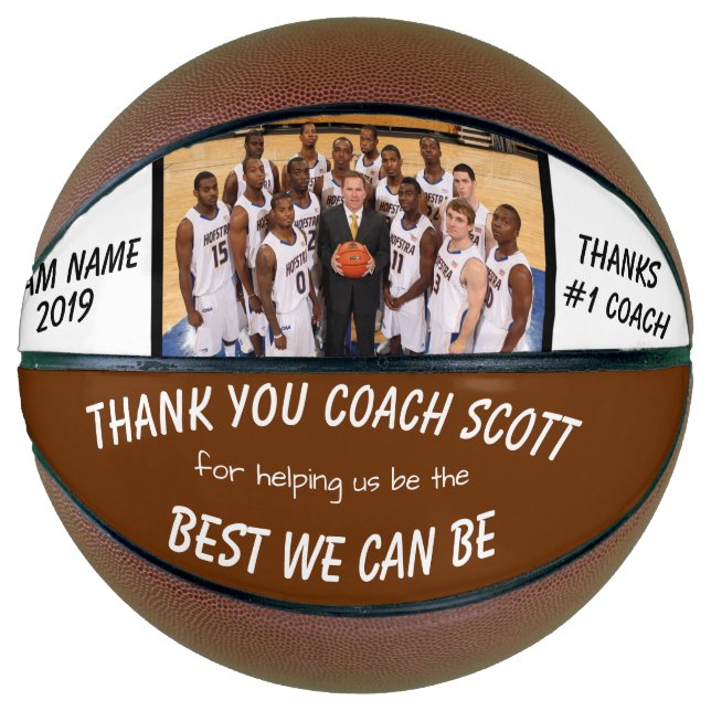 Personalized Basketball Coach Team Photo Thank You (Front)