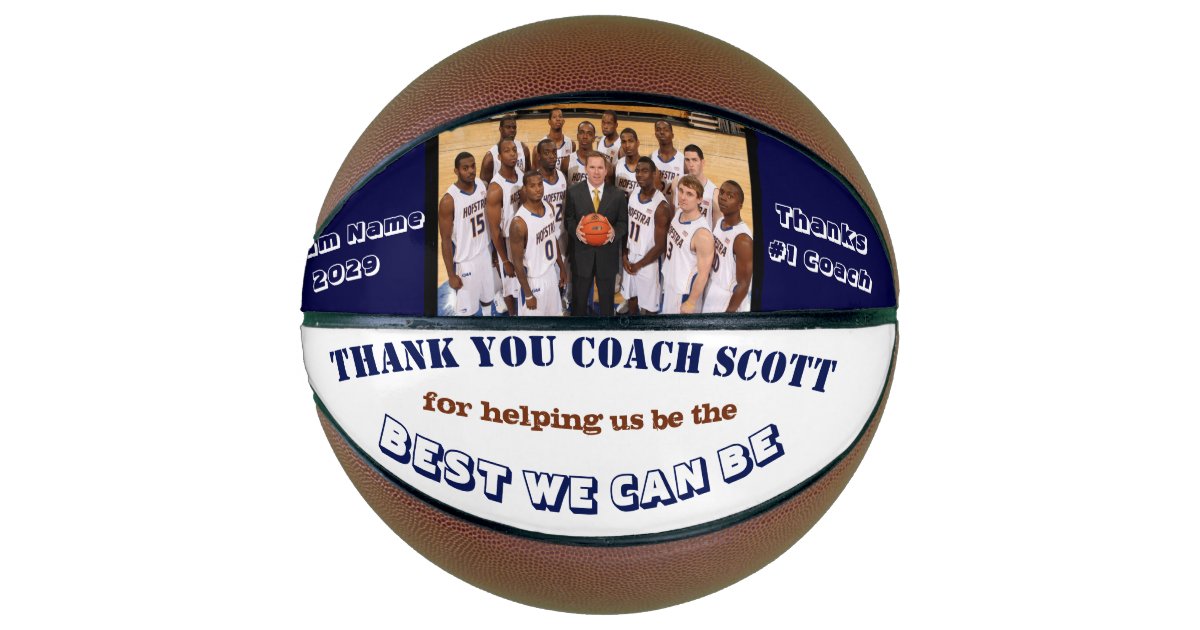 Personalized Basketball Coach Team Photo Thank You | Zazzle