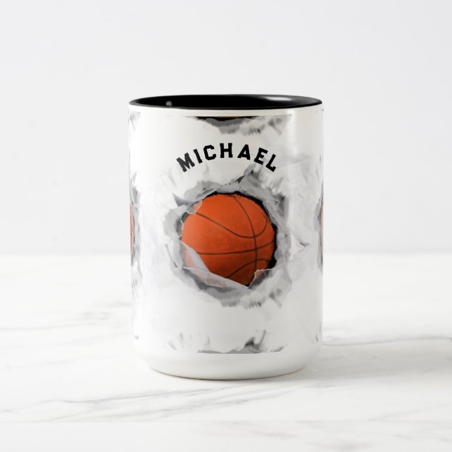 Personalized Basketball Collectible Two-Tone Coffee Mug (Center)