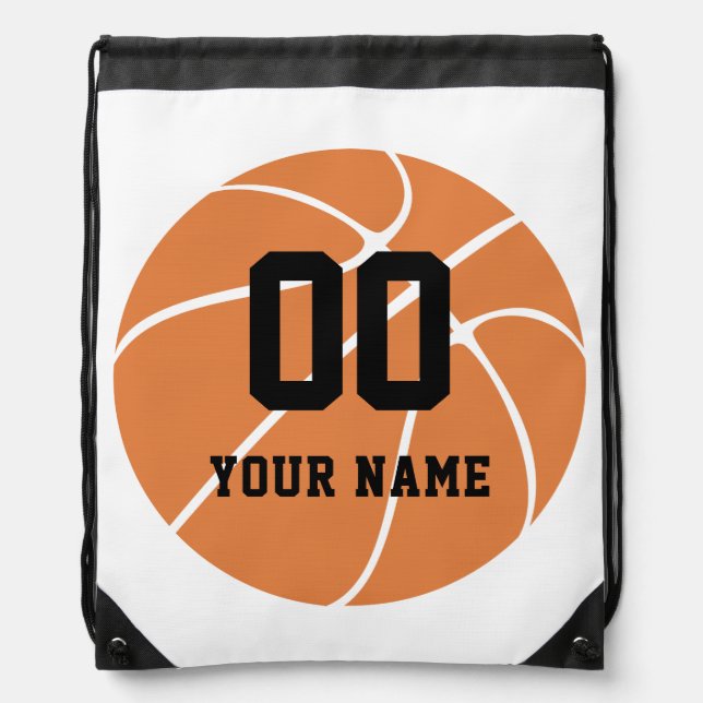 Personalized Basketball Custom Name  Drawstring Bag (Front)