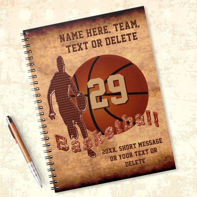 Personalized Basketball Gift Ideas, Basketball  Notebook (Personalized, Spiral Basketball Notebook. Gift ideas for basketball team. Basketball school supplies)