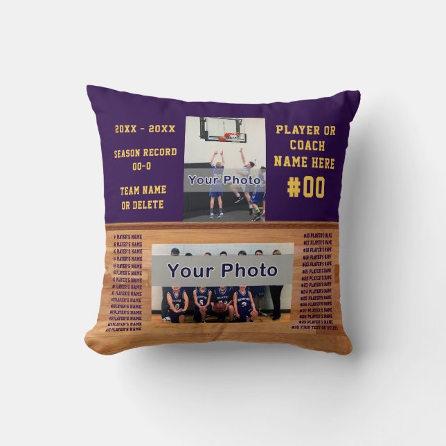 Personalized Basketball Gifts for Players, Coaches Throw Pillow (Front)