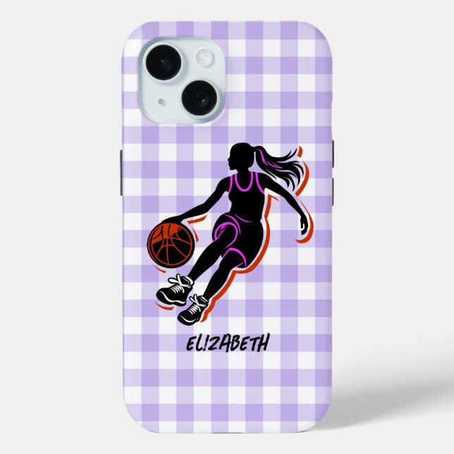 Personalized Basketball Girl IPhone 15 Case (Back)