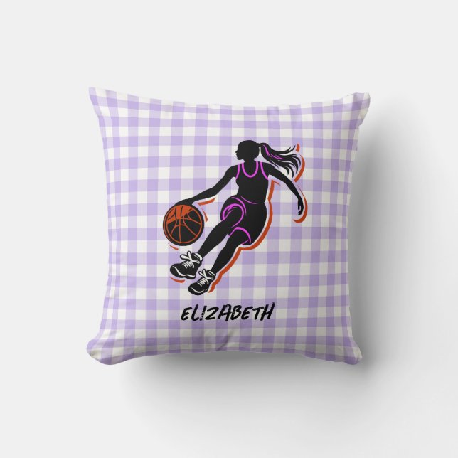 Personalized Basketball Girl Throw Pillow (Front)