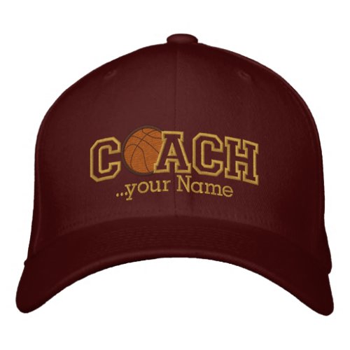 Personalized Basketball Golden Coach for your name Embroidered Baseball Cap
