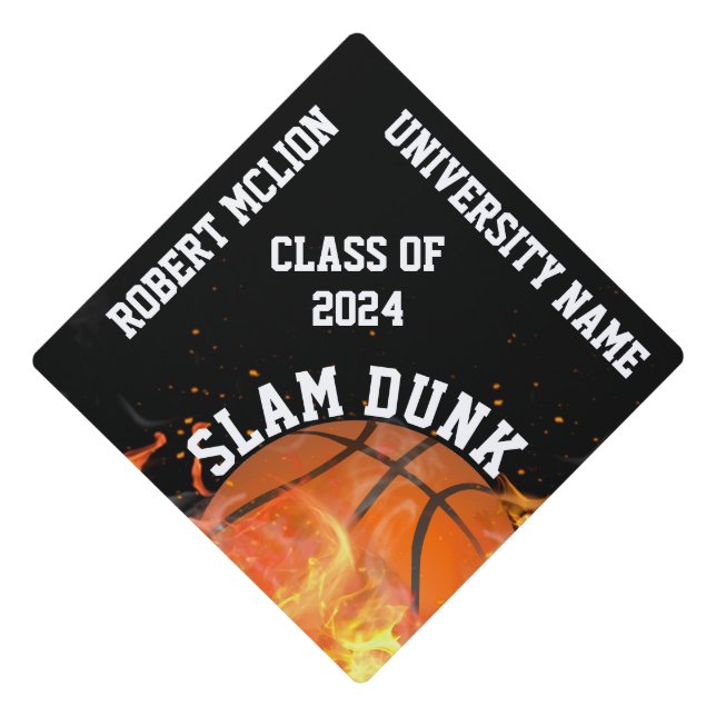 Personalized Basketball Graduation Cap Topper (Front)