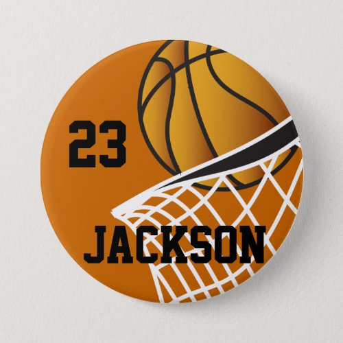Personalized Basketball Hoop Design Pinback Button