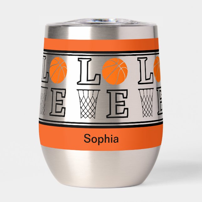 Personalized Basketball Hoops, Basketball Player Thermal Wine Tumbler (Front)