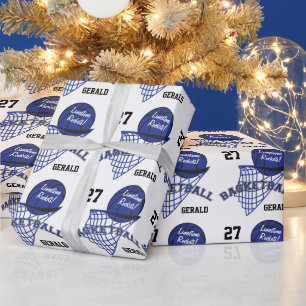 Personalized Basketball - in a  Dark Blue Wrapping Paper