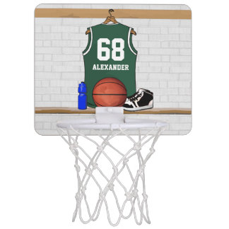 Personalized Basketball Jersey Green | White Mini Basketball Hoop
