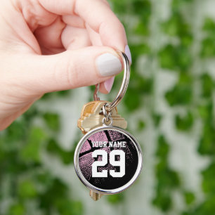 Personalized basketball jersey number small metal keychain