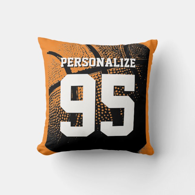 Personalized basketball jersey number throw pillow (Front)