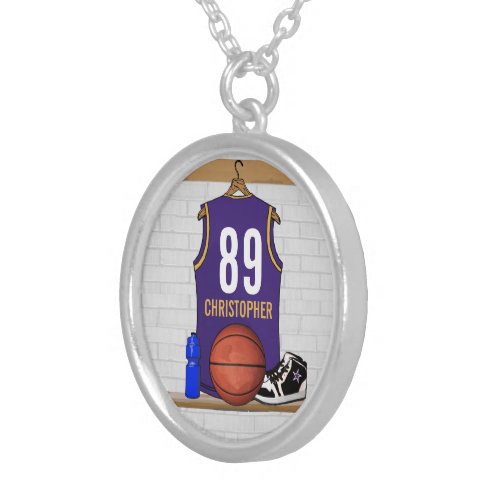 Personalized  Basketball Jersey PG Silver Plated Necklace