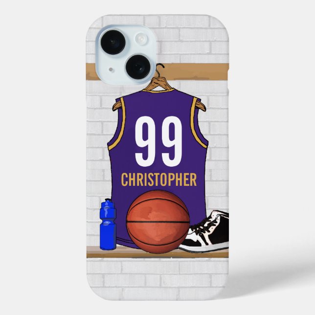 Personalized Basketball Jersey Purple | Gold Case-Mate iPhone Case (Back)