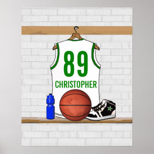 Personalized Basketball Jersey (whitegreen) Poster