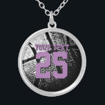 Personalized basketball jewelry with jersey number<br><div class="desc">Custom silver basketball necklace with jersey number. Personalized jewelry for basketball coach, player and fan. Personalizable with team name, quote, slogan, monogram and jersey number. Cute sports birthday gift idea for basketball girls. Make one for female coach, teammates, mom, wife, teen sister, sporty girlfriend, kids etc. Black and white ball...</div>