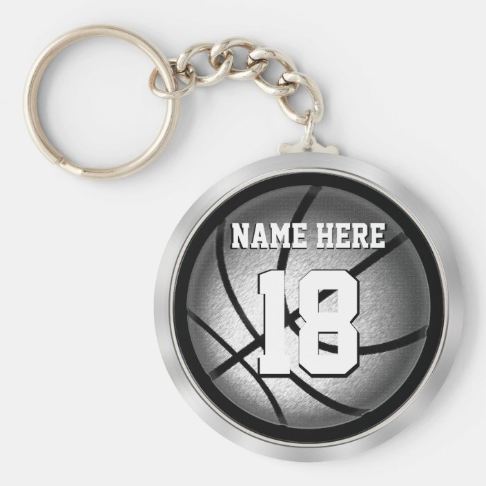 Personalized Basketball Keychains Black and Silver